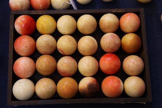 A collection of thirty seven ivory snooker balls, each ball approx 5cm diameter